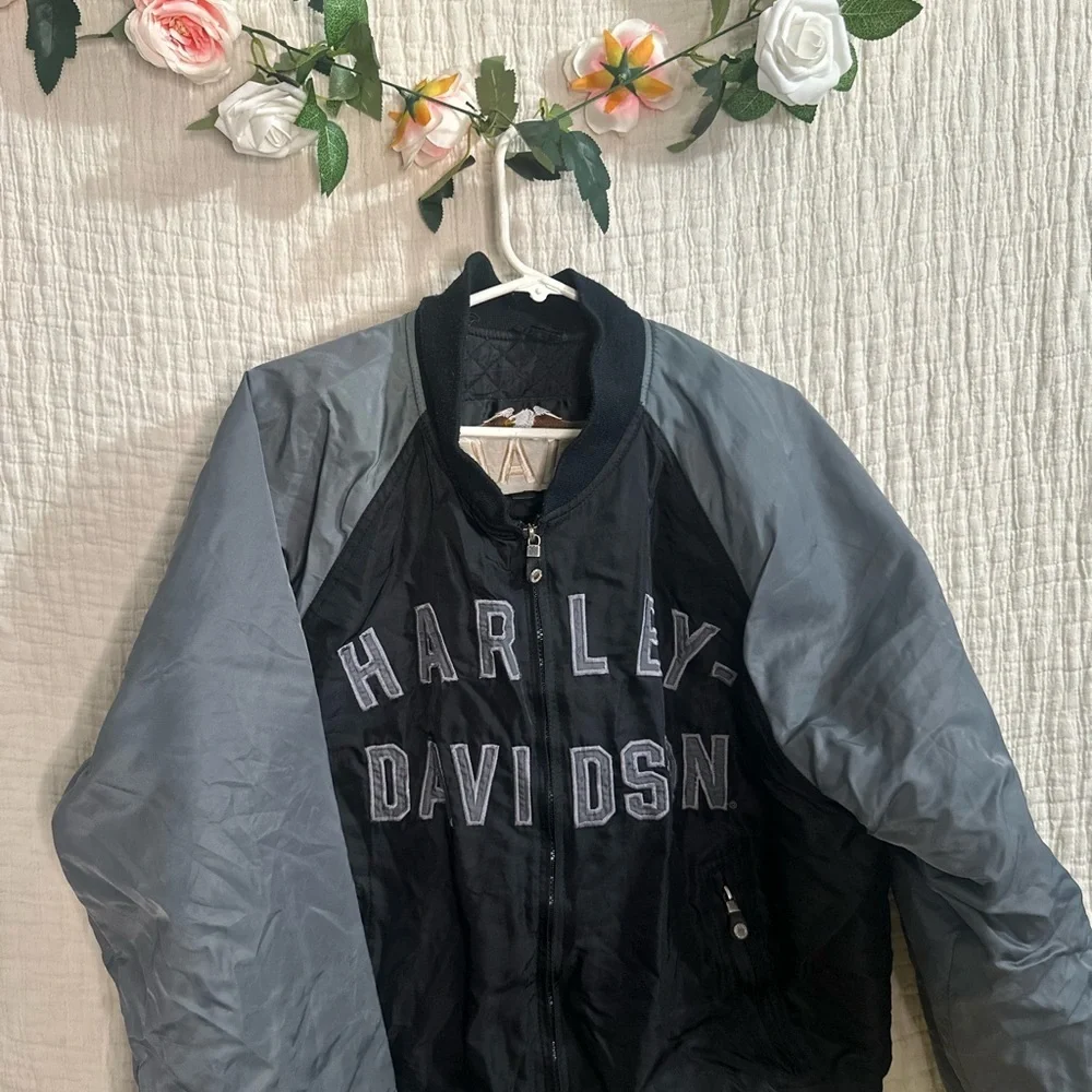 Harley-Davidson Black and Gray Bomber Jacket